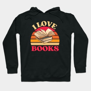 Vintage Sunset I Love Books Reading Hoodie